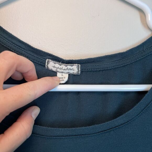 Eyeshadow Top Womens Large Forest Green Knit Long Sleeve Basic Capsule Shirt EUC - Picture 2 of 7